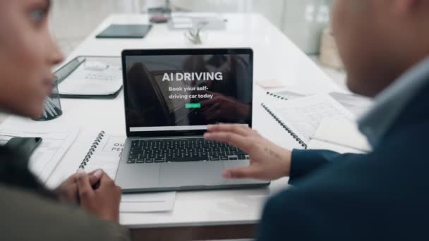 Laptop Vergadering Planning Van Een Rijden Campagne Voor Marketing Reclame — Stockvideo