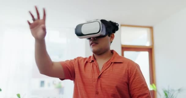 Ochelari Realitate Virtuală Utilizator Casă Pentru Fantezie Cibernetică Lumea Digitală — Videoclip de stoc