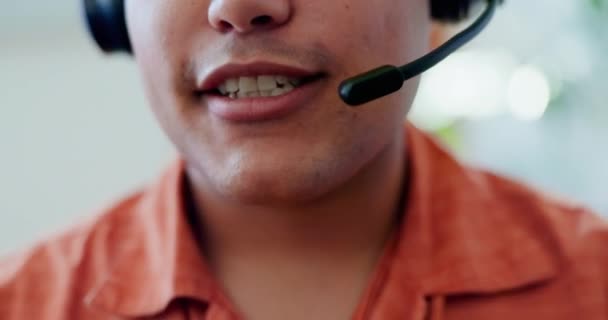 Boca Hombre Telemarketing Consultoría Call Center Para Atención Cliente Asesoría — Vídeo de stock