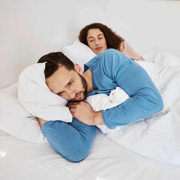 Scheiden Vechten Paar Bed Met Stress Negeren Ruzie Maken Hun — Stockfoto