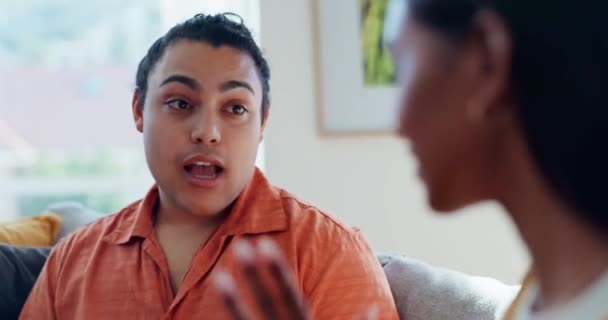 Wajah Pria Marah Wanita Dan Berjuang Rumah Untuk Perceraian Stres — Stok Video