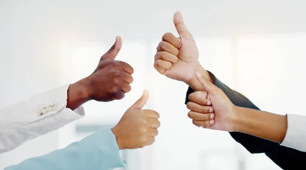 Business People Hands Thumbs Teamwork Success Good Job Agreement Office — Stock Photo, Image