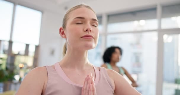 Meditation Yoga Breathing Woman Class Peace Fitness Spiritual Health Balance — Stock Video