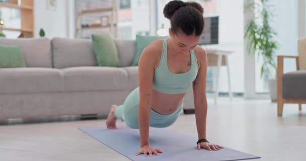 Ejercicio Yoga Estiramiento Mujer Meditación Entrenamiento Para Bienestar Salud Aptitud — Vídeo de stock
