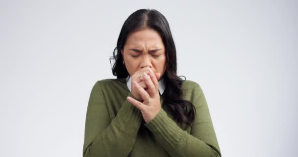 Tosse Doença Mulher Dor Peito Vírus Com Saúde Emergência Infecção — Vídeo de Stock