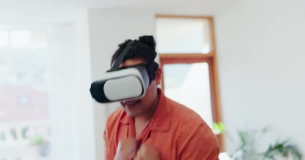 Virtual Reality Mens Boksen Videospelletjes Huis Voor Multimedia Ervaring Gebruikersinterface — Stockvideo