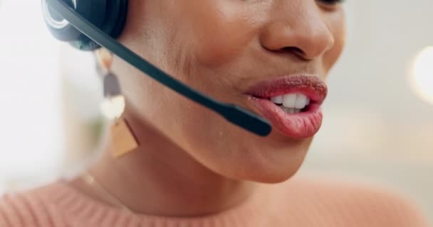 Usta Kobiety Telemarketing Uśmiech Call Center Obsługi Klienta Doradztwo Pytania — Wideo stockowe
