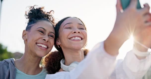 Fitness Selfie Lány Barátok Egy Parkban Egy Wellness Egészségügyi Testedzés — Stock videók