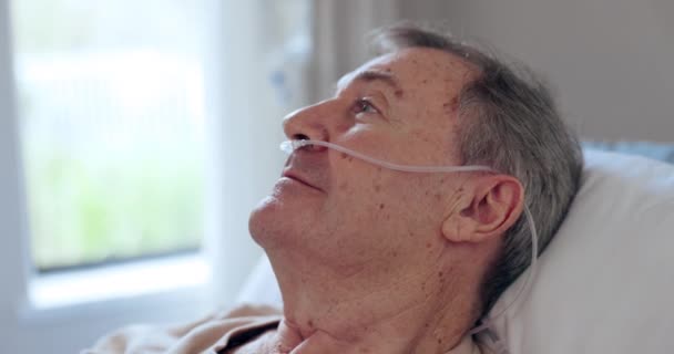 Rakovina Obličej Starší Muž Nemocnici Pro Rehabilitaci Léčbu Nebo Zotavení — Stock video