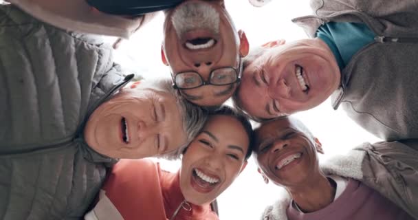 Senior Friends Face Team Circle Motivation Solidarity Support Together Outdoor — Stock Video