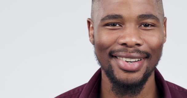 Happy Face Black Man Laugh Studio Comedy Vibes Good Mood — Stock Video