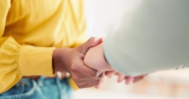 Couple Closeup Hand Holding Love Care Sorry Healing Empathy Gratitude — Stock Video
