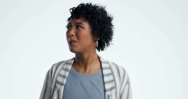 Stres Kadın Eller Beyaz Arka Planda Korku Korku Veya Zihinsel — Stok video