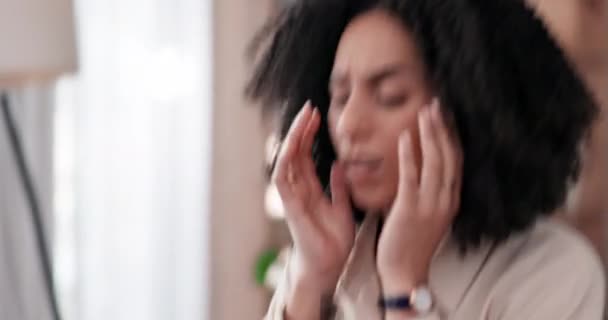 Pekerjaan Jarak Jauh Stres Dan Wanita Dengan Sakit Kepala Pada — Stok Video