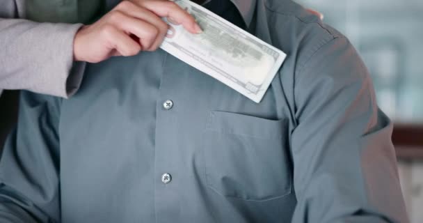 Omkoping Contant Geld Zakenmensen Die Functie Zijn Voor Corruptie Betaling — Stockvideo