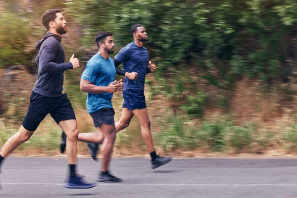 Τρέξιμο Καλή Φυσική Κατάσταση Και Άνδρες Ένα Δρόμο Για Την — Φωτογραφία Αρχείου