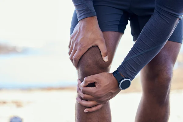Lesão Joelho Dor Nas Articulações Pernas Massagem Pessoa Fitness Osso — Fotografia de Stock