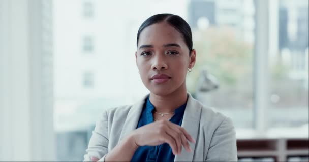 Cara Advogado Confiante Mulher Escritório Local Trabalho Empresa Corporativa Retrato — Vídeo de Stock