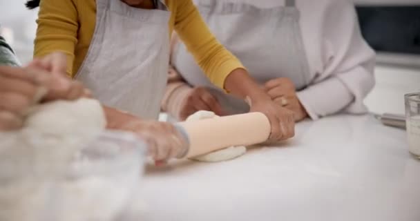Pasta Mattarello Mani Pasticceria Familiare Biscotti Insegnare Bambini Imparare Aiutare — Video Stock