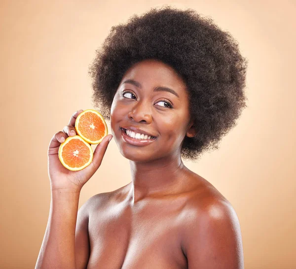 Oranje Natuurlijke Huidverzorging Vrouw Studio Achtergrond Voor Gezonde Cosmetica Veganistische — Stockfoto
