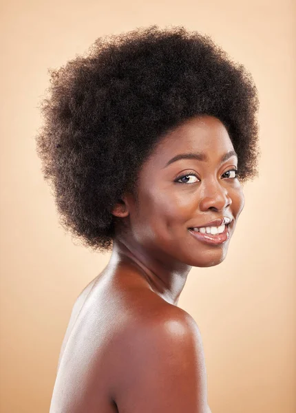 Portrait Femme Noire Visage Beauté Studio Pour Soins Peau Dermatologie — Photo