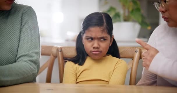 Eltern Disziplin Und Warnung Das Kind Hause Problem Oder Konflikt — Stockvideo