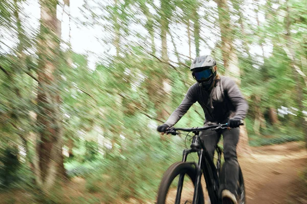 Bicicleta Floresta Homem Viajar Rápido Exercício Livre Madeiras Para Corpo — Fotografia de Stock