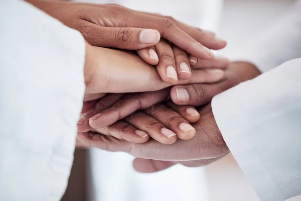 Medical Collaboration Hands Together Circle Team Unity Motivation Hospital Doctors — Stock Photo, Image