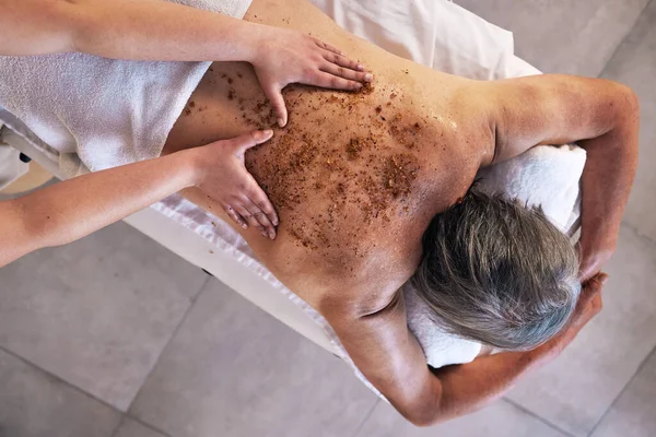Body Massage Senior Man Spa Wellness Treatment Hospitality Peace Skin — Stock Photo, Image
