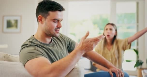 Pareja Pelea Grita Por Divorcio Conflicto Ruptura Por Discusión Odio — Vídeos de Stock