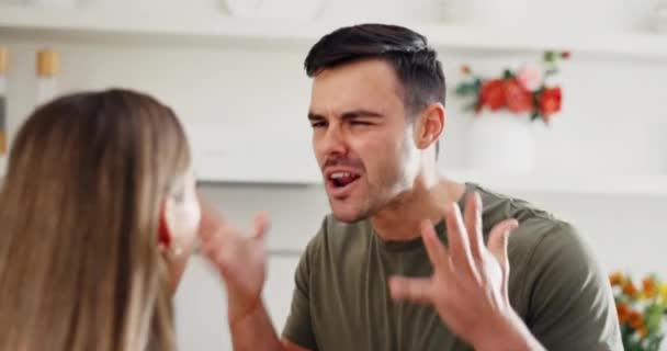 Boşanma Anlaşmazlık Mutfakta Kavga Eden Çiftler Borç Kısırlık Evde Aldatma — Stok video