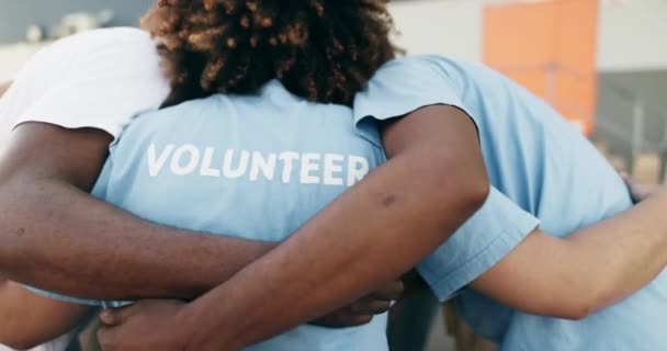 Vrijwilligersgroep Teambuilding Liefdadigheid Community Huddle Missie Met Energie Mensen Zijn — Stockvideo