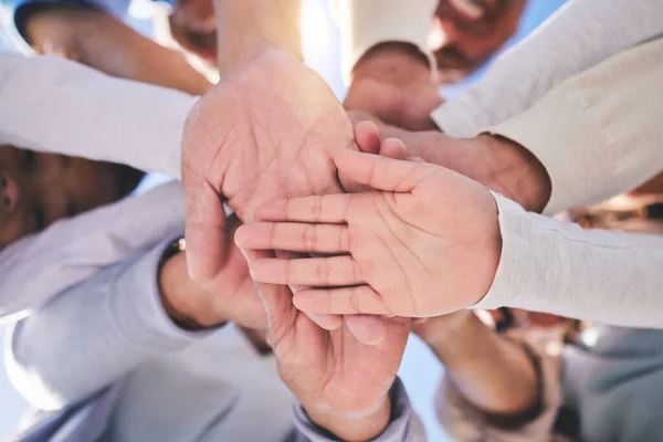 Stack Hands Diversity People Collaboration Global Support Success Teamwork Palm — Stock Photo, Image