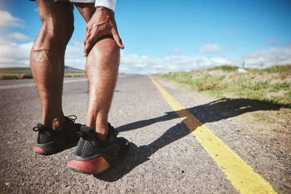 Lesión Las Piernas Corredor Maratón Persona Problema Los Nervios Masaje —  Fotos de Stock