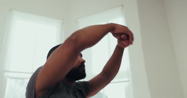 Fitness Méditation Homme Avec Exercice Yoga Détendre Avec Entraînement Paix — Video