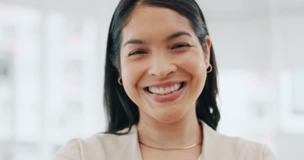 Retrato Mujer Negocios Sonrisa Oficina Gerente Proyecto Confianza Agencia Ingeniería — Vídeo de stock