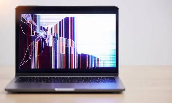 Skärmspricka Online Bugg Och Laptop Problem Med Fel Misstag Och — Stockfoto