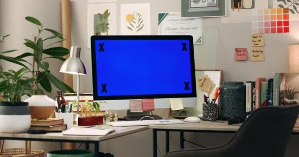Biuro Makieta Lub Zielony Ekran Komputerze Sieci Badawczej Markera Klucza — Wideo stockowe