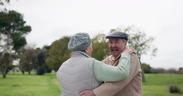 Taniec Para Seniorów Odkryty Parku Energii Zabawy Szczęścia Miłości Wakacjach — Wideo stockowe