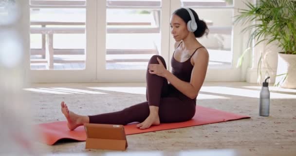 Femme Yoga Pilates Cours Ligne Fitness Entraînement Zen Sur Tapis — Video