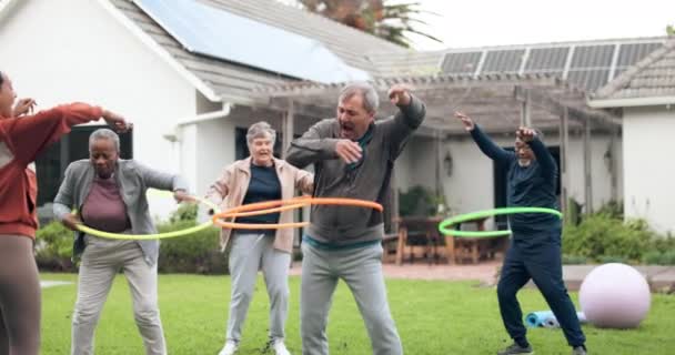 Hoop Trener Lub Osoby Starsze Uczestniczące Szkoleniu Fitness Razem Dla — Wideo stockowe