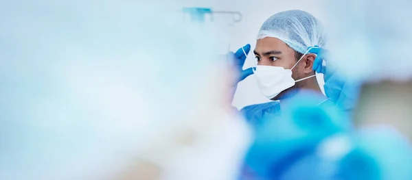 Chirurg Maska Twarzy Lekarz Szpitalny Oiom Pracy Opiece Zdrowotnej Medycynie — Zdjęcie stockowe