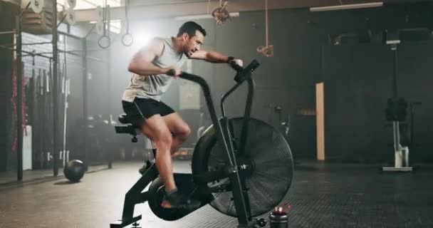 Homme Asiatique Fitness Cyclisme Gymnase Entraînement Cardio Exercice Entraînement Intense — Video