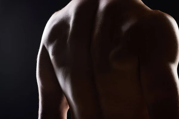 Kräftiger Rücken Dunkles Studio Und Eine Person Mit Gerissenem Körper — Stockfoto