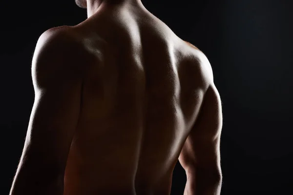 Homem Costas Músculos Com Silhueta Estúdio Sombra Para Bem Estar — Fotografia de Stock