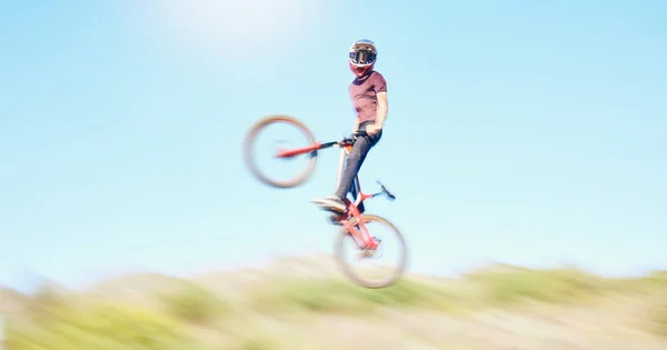 Blur Air Cyclist Cycling Nature Training Competition Trail Path Forest — Stock Photo, Image