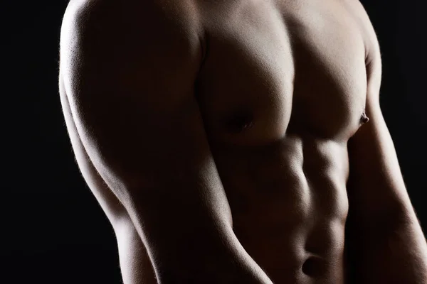 Homme Poitrine Muscle Avec Silhouette Studio Ombre Pour Bien Être — Photo