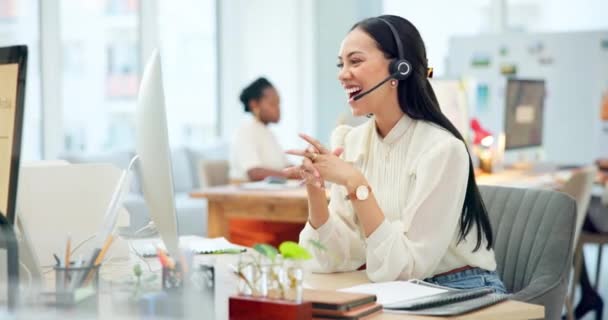 Call Центр Підтримка Клієнтів Жінка Офісі Консультацій Допомоги Поради Комп — стокове відео