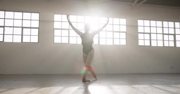 Taniec Balet Praktyka Kobietą Studio Spektaklu Teatru Akademii Kreatywnej Zdrowie — Wideo stockowe