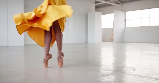 Χορός Πόδια Και Μια Μπαλαρίνα Για Παράσταση Ένα Δημιουργικό Στούντιο — Αρχείο Βίντεο